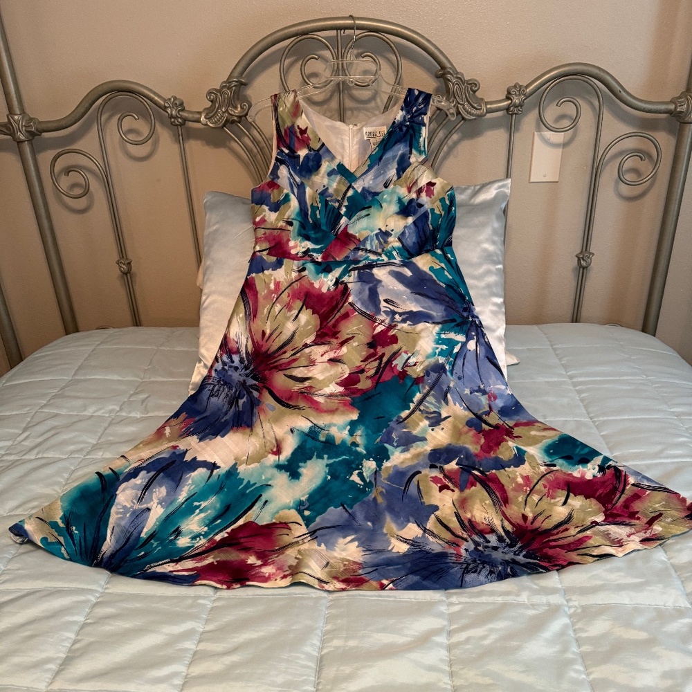 Multicolored knee length cocktail dress